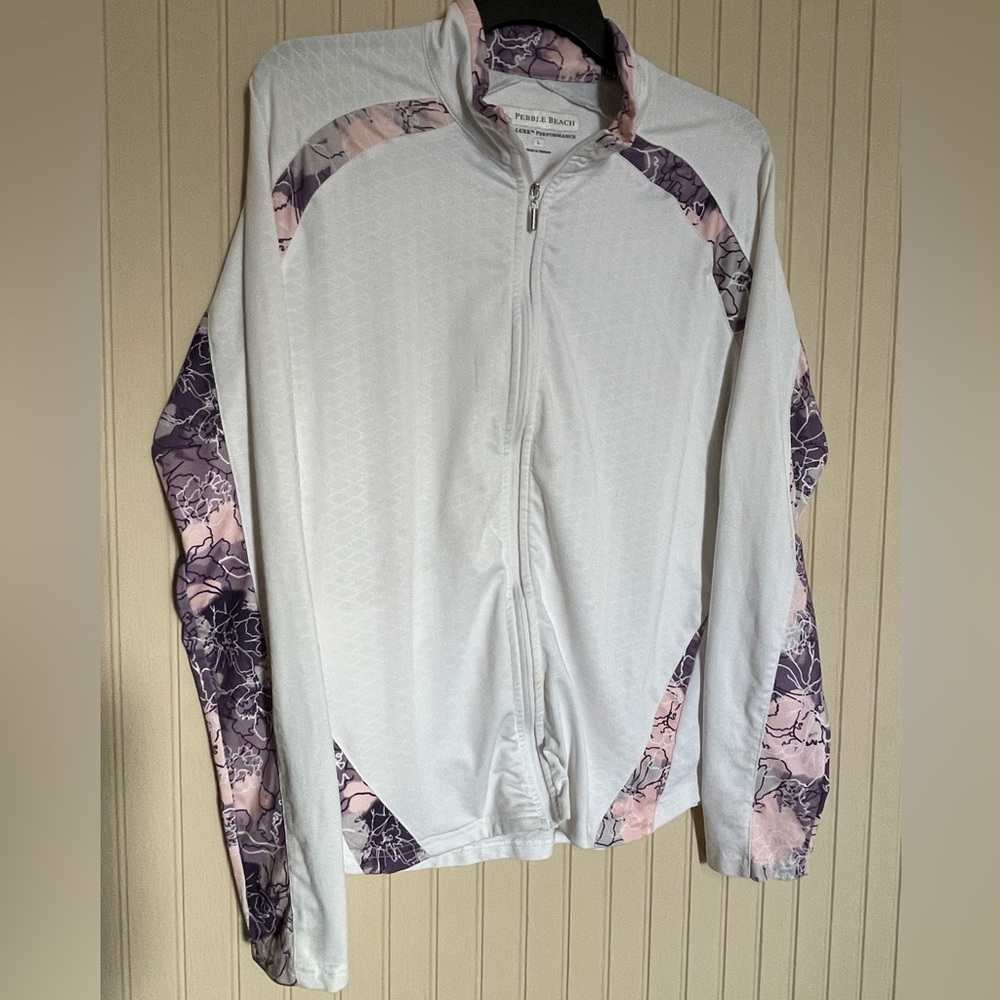 Pebble Beach White and Purple Bomber Jacket